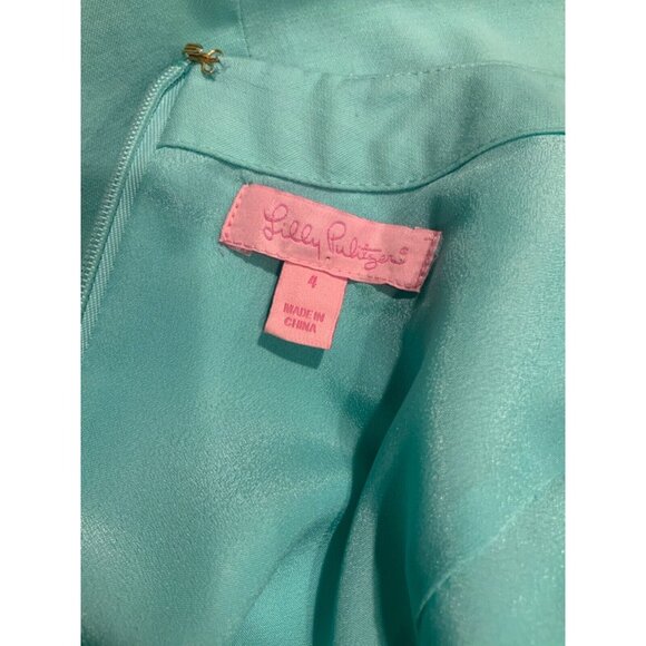 Lilly Pulitzer Nora Aqua Blue Coral Beaded Sheath Dress Size 4 - Picture 8 of 8
